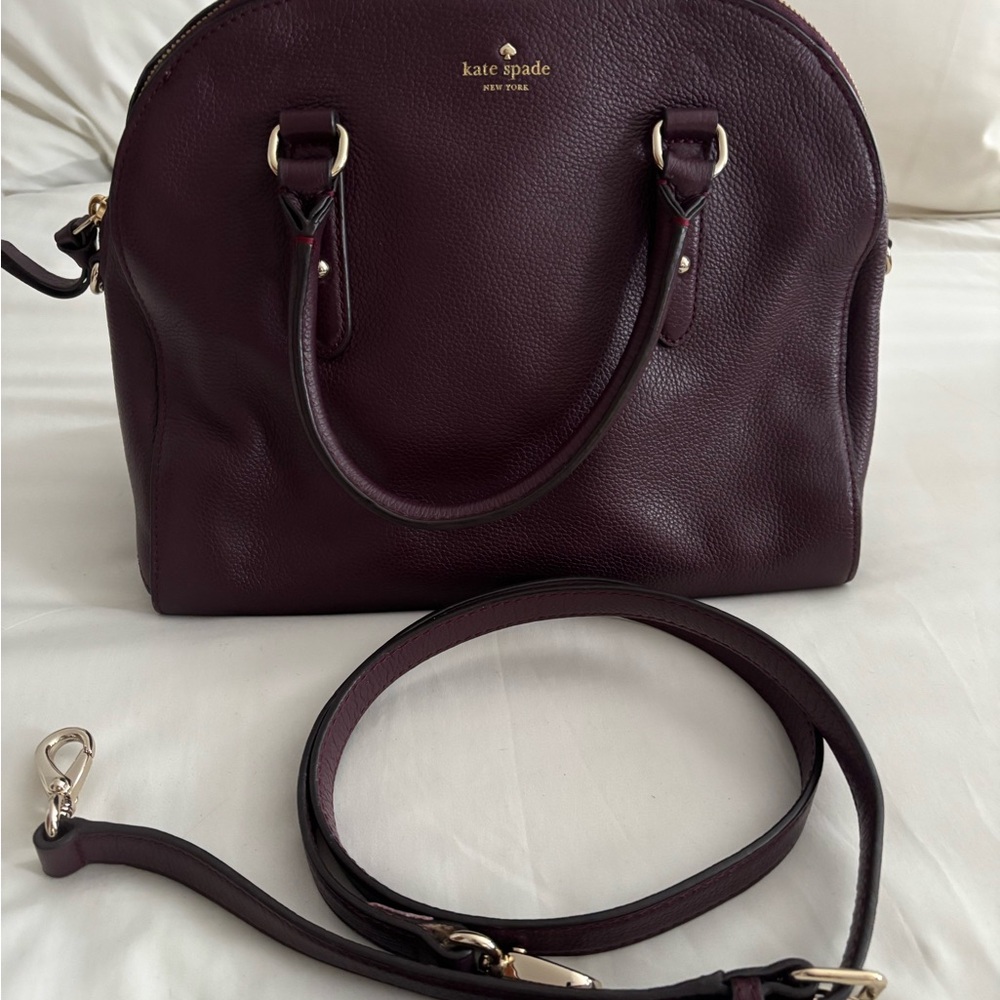 Kate Spade Burgundy Leather Satchel with Structured Design